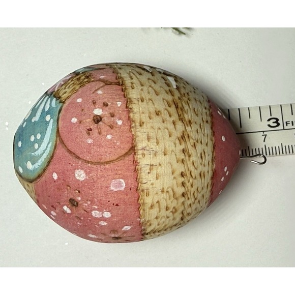 VINTAGE 1990 Hand Painted Austrian Wooden Santa Egg Shaped Christmas Ornament - Picture 11 of 11